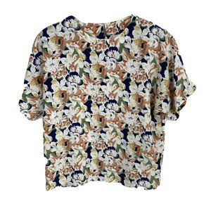 Che Studio Floral Short Sleeve Blouse Top M